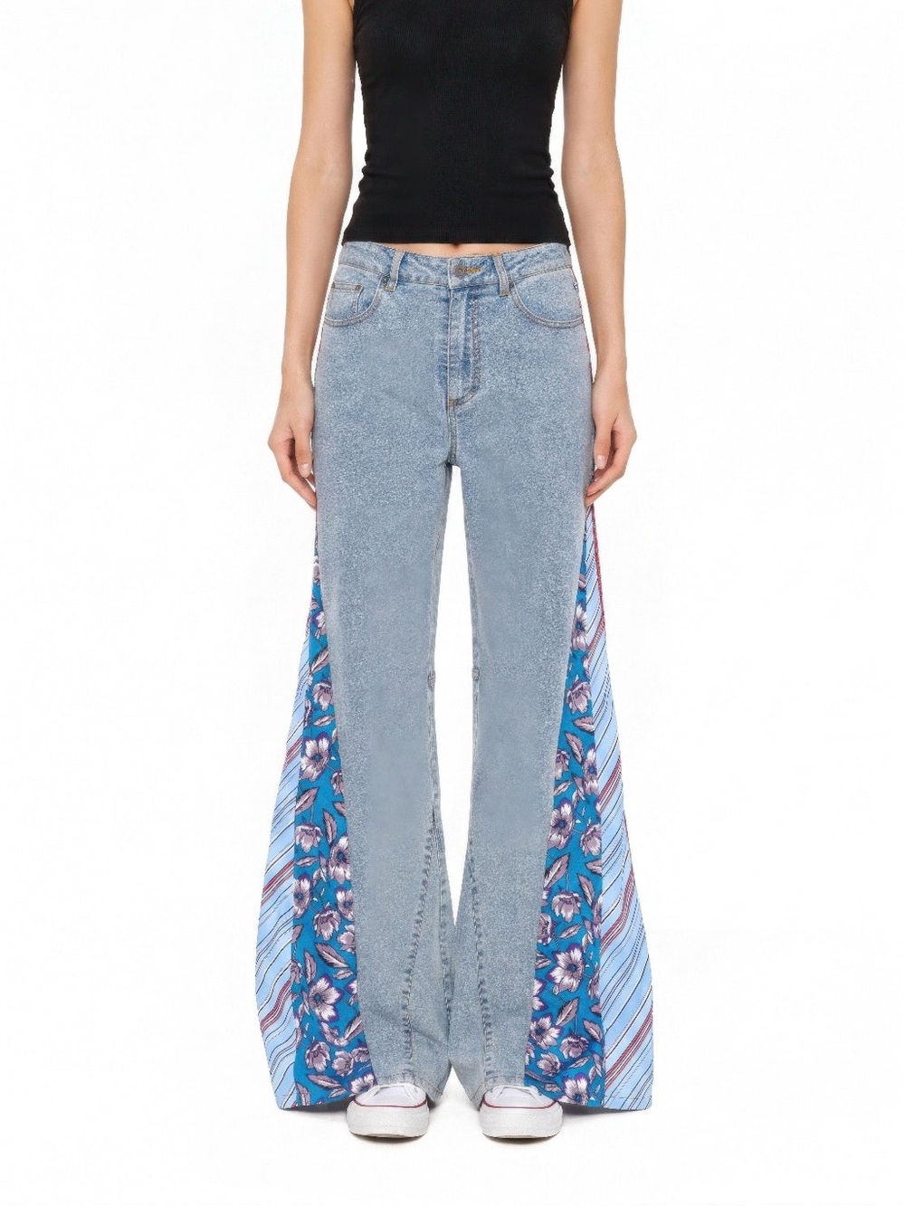 Retro Patchwork Flare Jeans